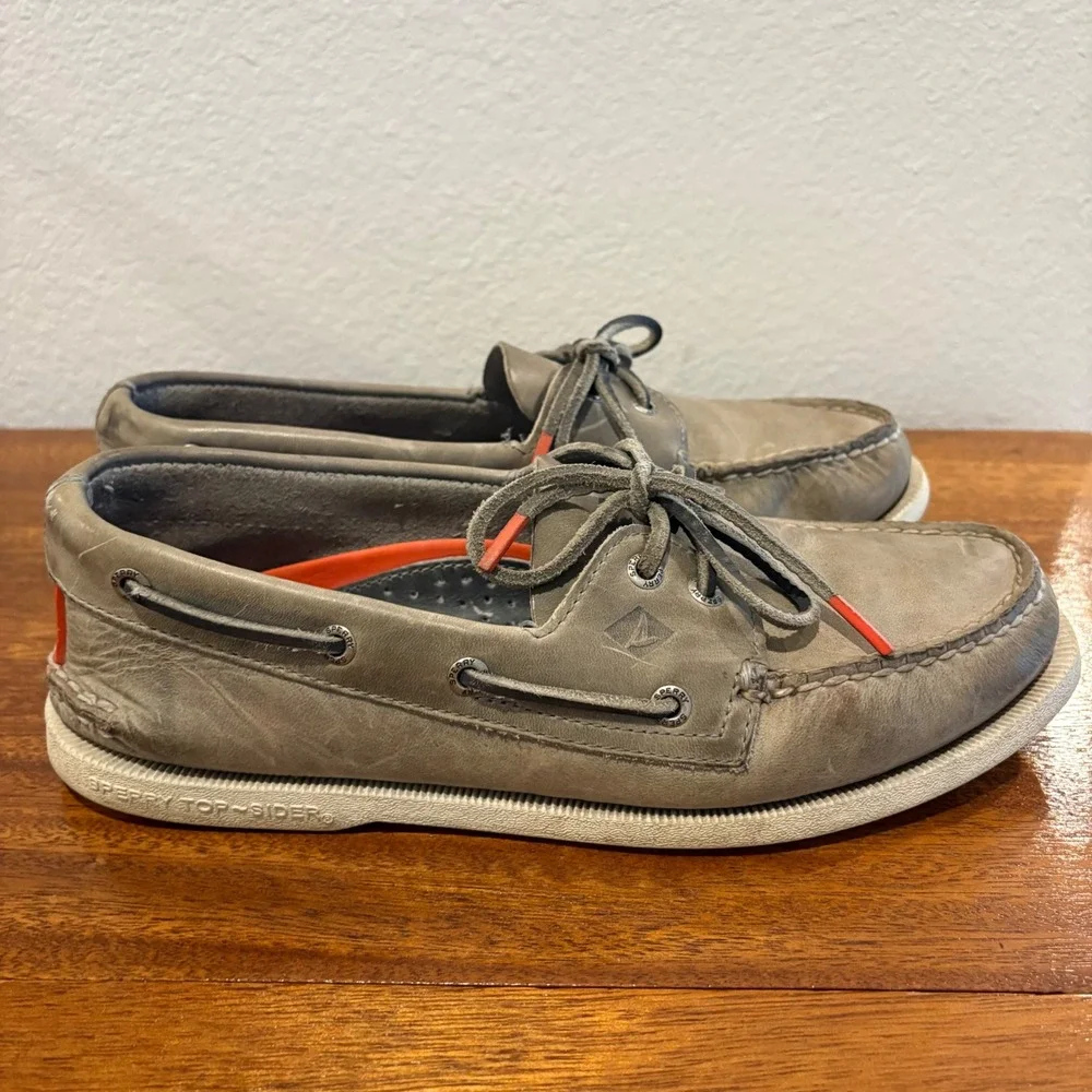 Sperry‎ Top-Sider Boat Shoes Mens 9 Grey Green Leather STS23930